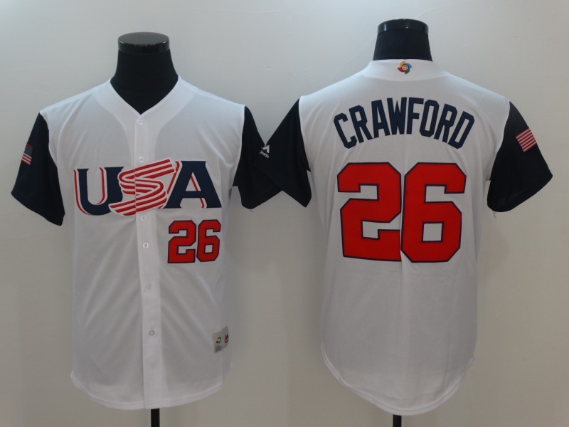 Men USA Baseball #26 Crawford White 2017 World Baseball Classic Authentic Jersey->customized ncaa jersey->Custom Jersey
